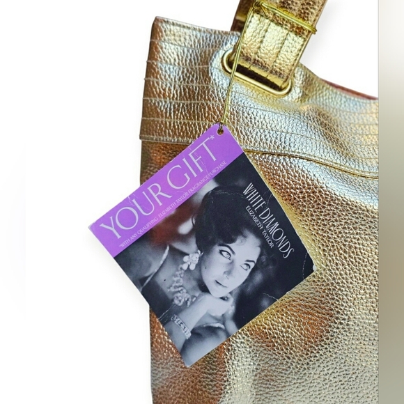 🆕️Elizabeth Taylor Large Purse Metallic Gold Pebbled Leather Shoulder Bag Glam - Picture 6 of 9